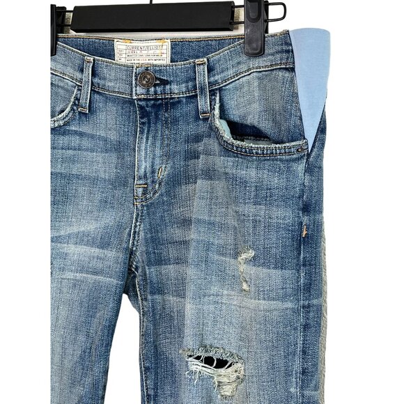 NWT CURRENT ELLIOTT Hatch Maternity Boyfriend Distressed Denim Jeans Size 25 - Picture 7 of 13